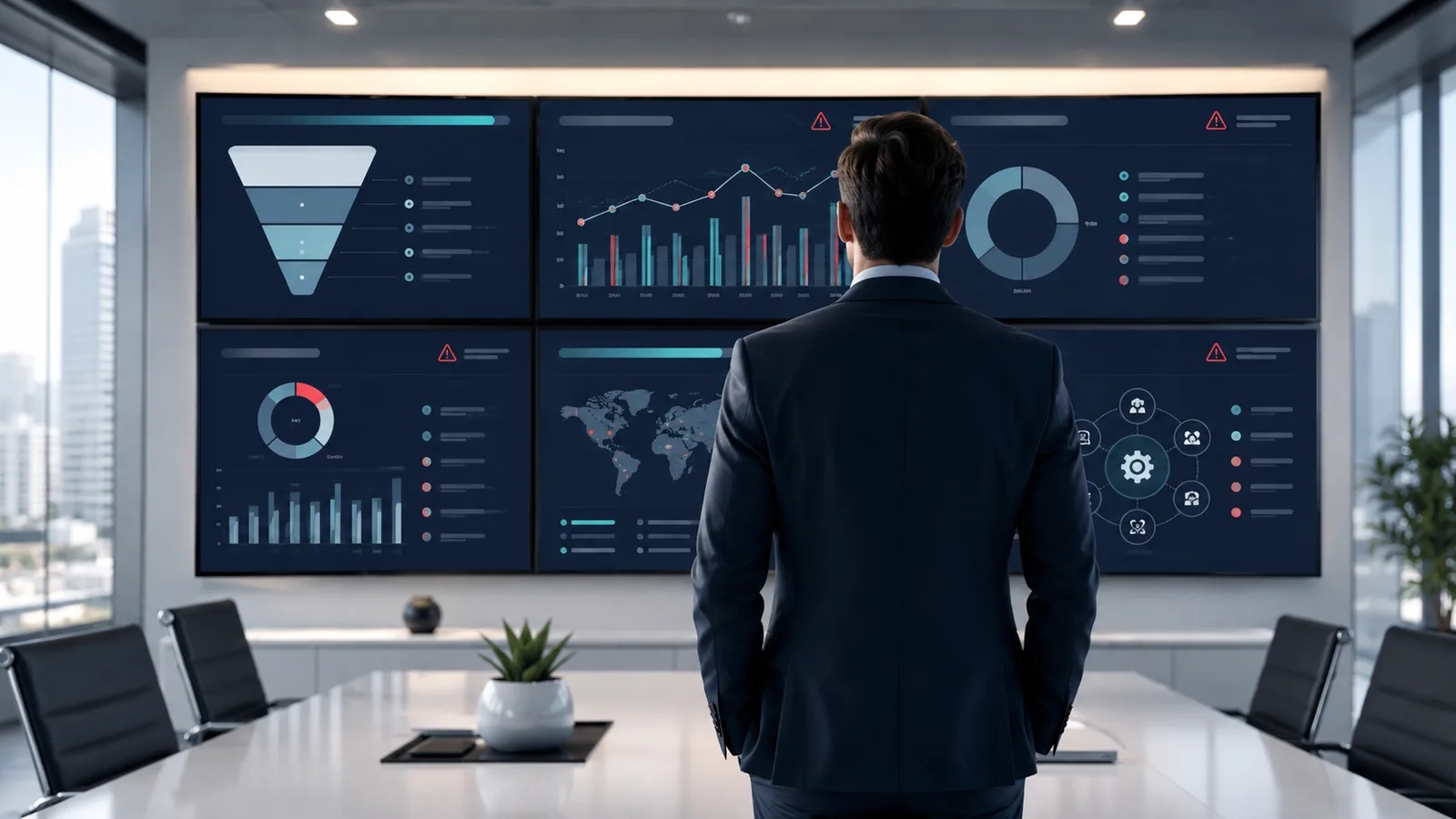 Dirección revisando indicadores y tableros de gestión
